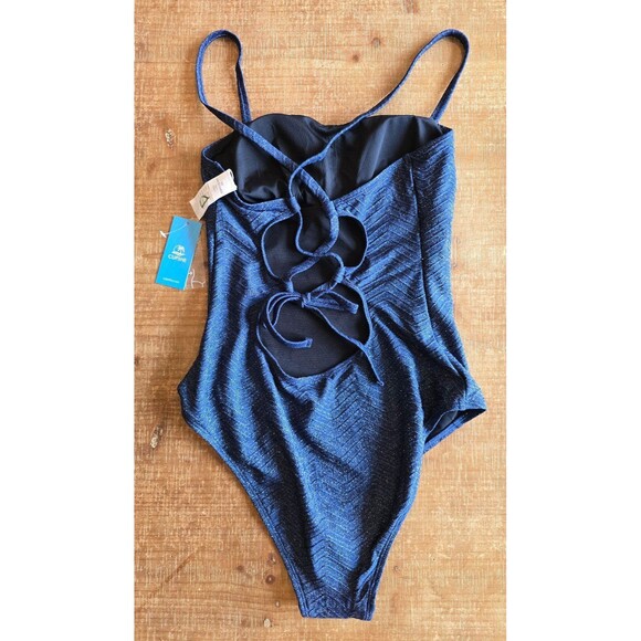 Cupshe new with tags one piece suit. Blue sparkly women's size medium - Picture 2 of 8